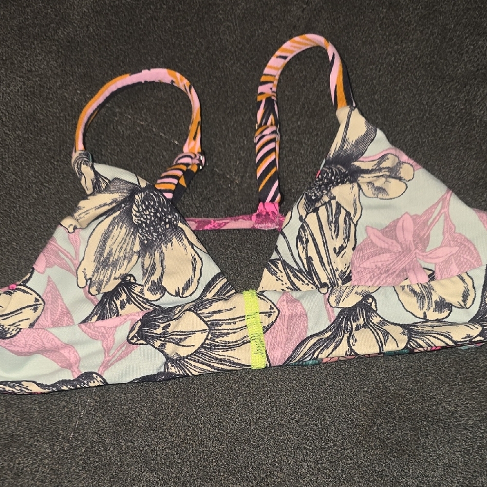 Maaji Floral Kids Swim Top - Black, Pink, Yellow